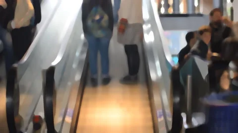 People Using The Escalator At The Mall Stock Footage 50135424