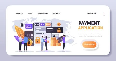 People using financial security money protection application reliability Stock Illustration