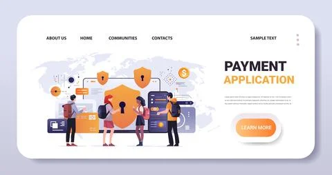 People using financial security money protection application reliability Stock Illustration