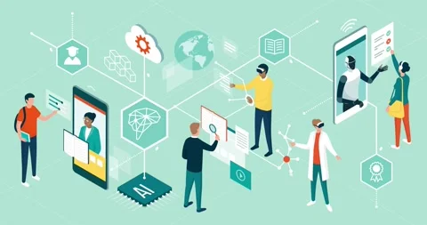 People using innovative technologies for education Stock Footage 144549870