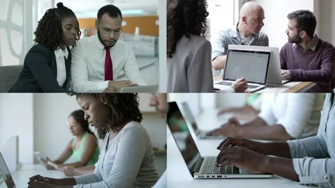 People using laptop in office, working on project together Stock Footage 131224436