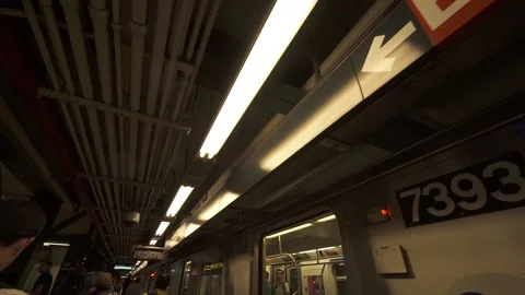 People Using Metro Station, New York Times Square, Gimbal Shot Stock Footage 146555798