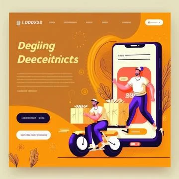 People using  mobile application, logistics and express delivery service, M.. Stock Illustration