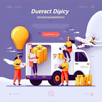 People using  mobile application, logistics and express delivery service, M.. Stock Illustration