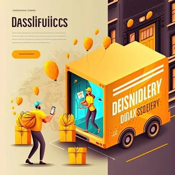 People using  mobile application, logistics and express delivery service Stock Illustration