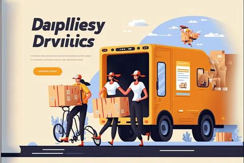 People using  mobile application, logistics and express delivery service Stock Illustration