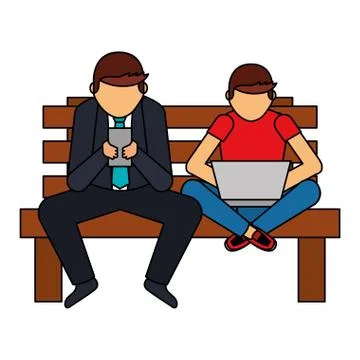 People using mobile Stock Illustration