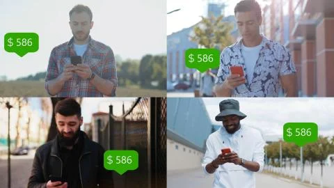 People Using the Mobile Phone. Multiscreen on People Using Smartphone in Stock Photos