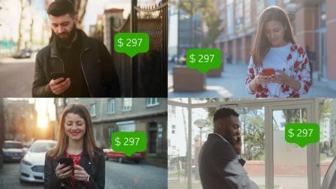 People Using the Mobile Phone. Multiscreen on People Using Smartphone in Stock Photos