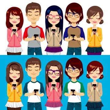 People Using Mobile Phones Stock Illustration