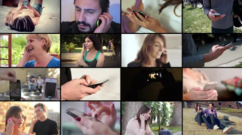 People using mobile smart phone montage Stock Footage 32586110