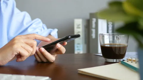 People using mobile smart phone surfing social media, read text message Stock Footage 151210658