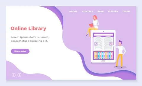 People Using Online Library for Learning Vector 스톡 일러스트