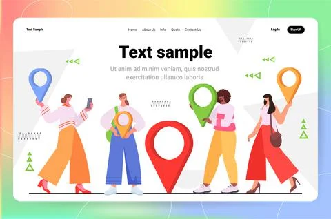 People using online navigation app on digital devices man woman exploring route Stock Illustration