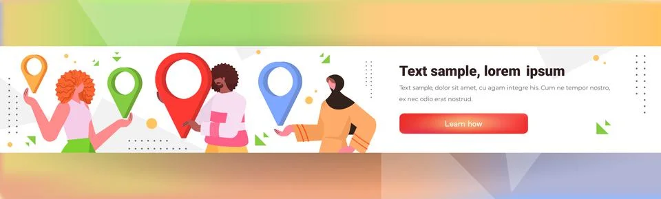 People using online navigation app on digital devices man woman exploring route Stock Illustration