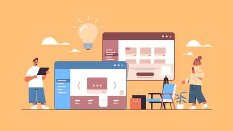 People using online shopping web application internet business e-commerce イラスト素材