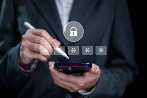 People using OTP on smartphone, Authentication OTP secure verification Stock Photos