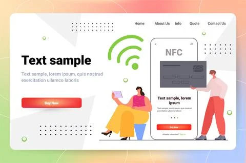 People using payment machine and mobile phone with credit card on smartphones Stock Illustration