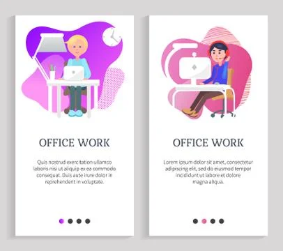 People Using Pc, Employee with Computer Vector Illustrazione stock