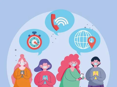 People using smartphone ecommerce online shopping covid 19 coronavirus イラスト素材