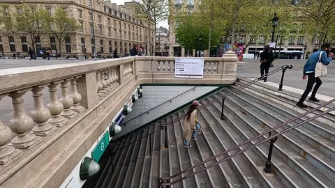 People Using Stairs in Paris Stock Footage 301371926