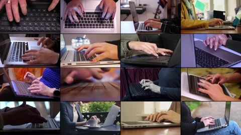 People using the tablet pc. Multiscreen on people using laptop in everyday life Video stock 171883194