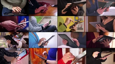 People using the tablet pc. Multiscreen on people using tablet in everyday life Video stock 171885637