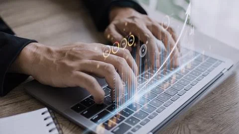 People using tablets And using his finger to touch the screen With a busine.. Stock Photos