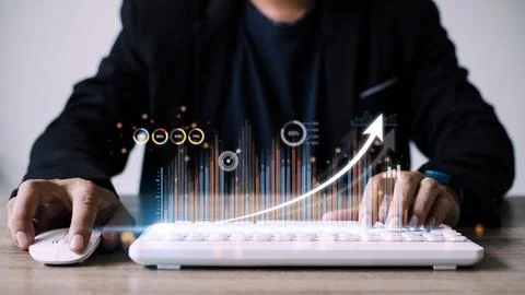 People using tablets And using his finger to touch the screen With a busine.. Stock Photos