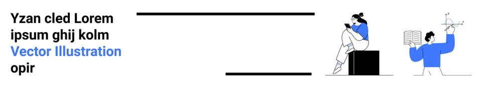 People Using Technology for Learning and Exploration in Minimalist Design Style Illustrazione stock