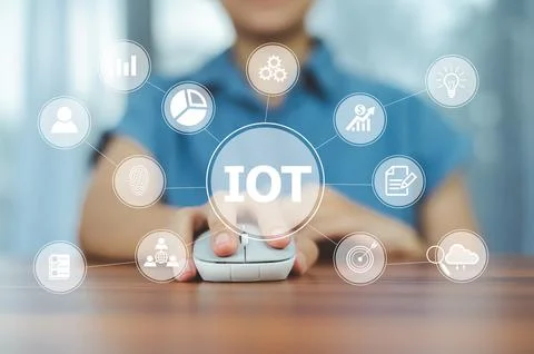 People using technology smart home internet of thinks. IOT internet of thin.. Stock Photos
