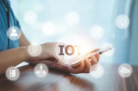 People using technology smart home internet of thinks. IOT internet of thin.. Stock Photos