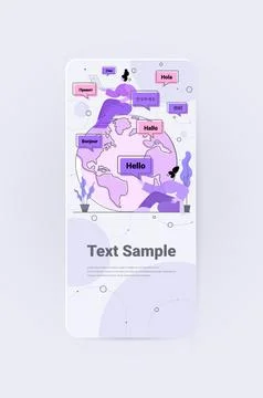 People using translation application multilingual greeting international イラスト素材