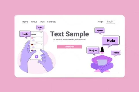 People using translation application multilingual greeting international online Illustrazione stock
