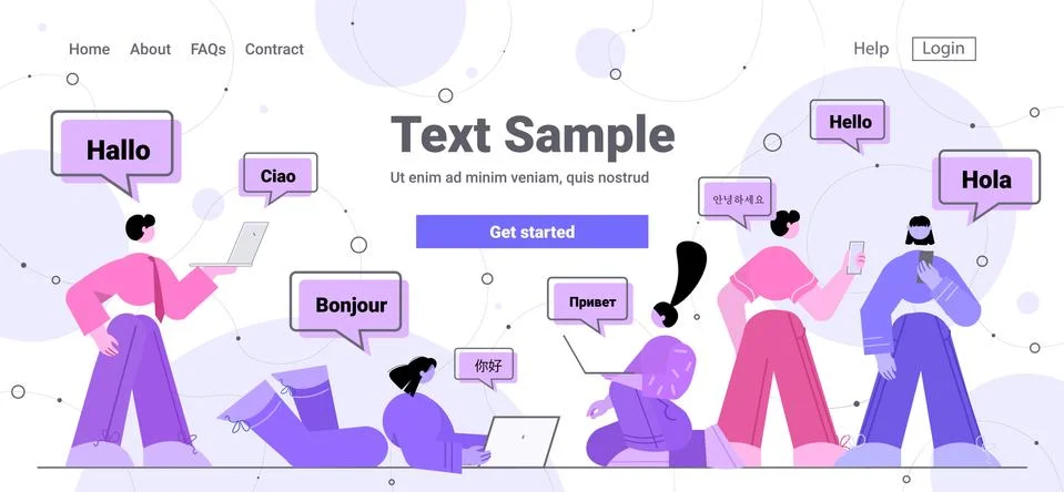 People using translation application multilingual greeting international online 스톡 일러스트