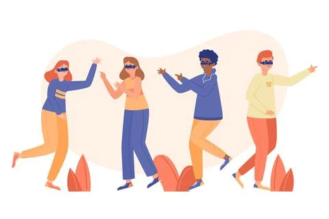 People using virtual reality glasses illustrated Illustrazione stock
