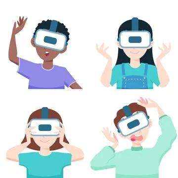 People using vr glasses Stock Illustration
