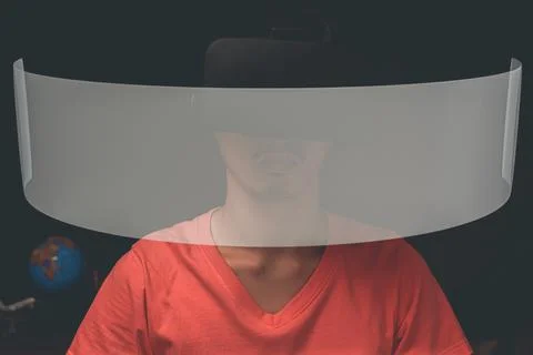 People using vr glasses with touch screen Stock Photos