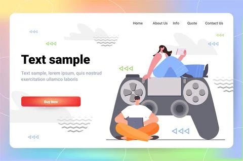People using wireless gamepad controller game e-sports leisure gaming industry Illustrazione stock
