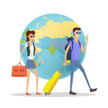 People on Vacation Concept Flat Design Vector 스톡 일러스트
