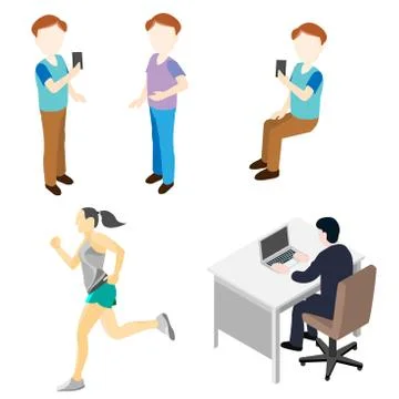 People in Various Activity - Flat Vector Illustration Stock Illustration