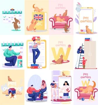 People in various common situations scenes set. learning foreign languages Stock Illustration