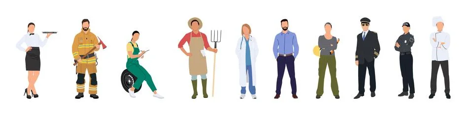 People in various occupations. Stock Illustration