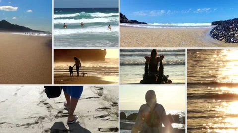 People in various situations on the beach Stock Footage 33913691