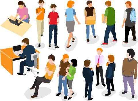 People vector flat design isolated on white background Stock Illustration