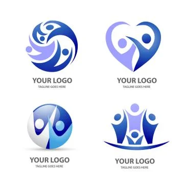 People vector logo set Stock Illustration