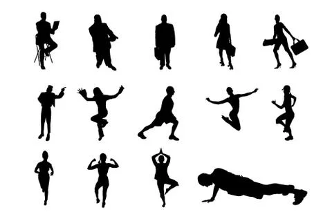 People Vector Silhouette Stock Illustration