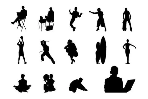 People Vector Silhouette  Stock Illustration