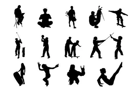 People Vector Silhouette  Stock Illustration