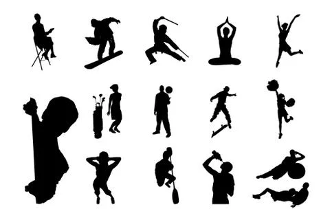 People Vector Silhouette  Stock Illustration